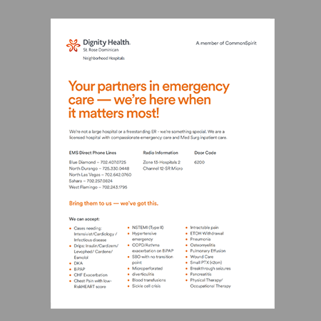 Dignity Health Talking Tracks Flyer