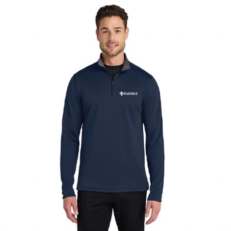 Port Authority Silk Touch 1/4-Zip, Navy - Emerus