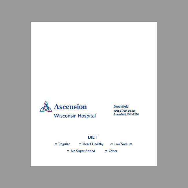 AHN Dietary Tent Card