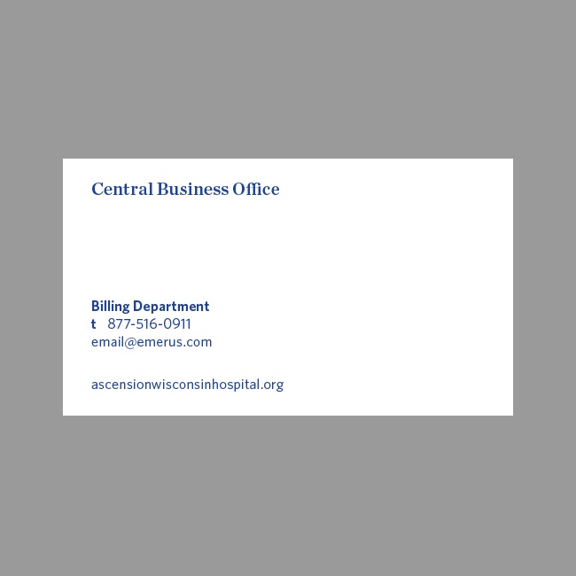 Ascension Wisconsin Hospital CBO Business Card #2