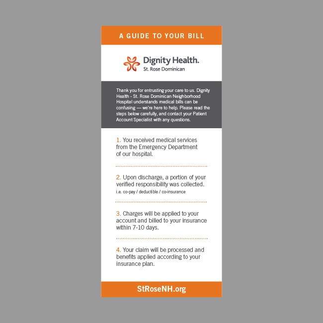 Dignity Health Billing Process Card