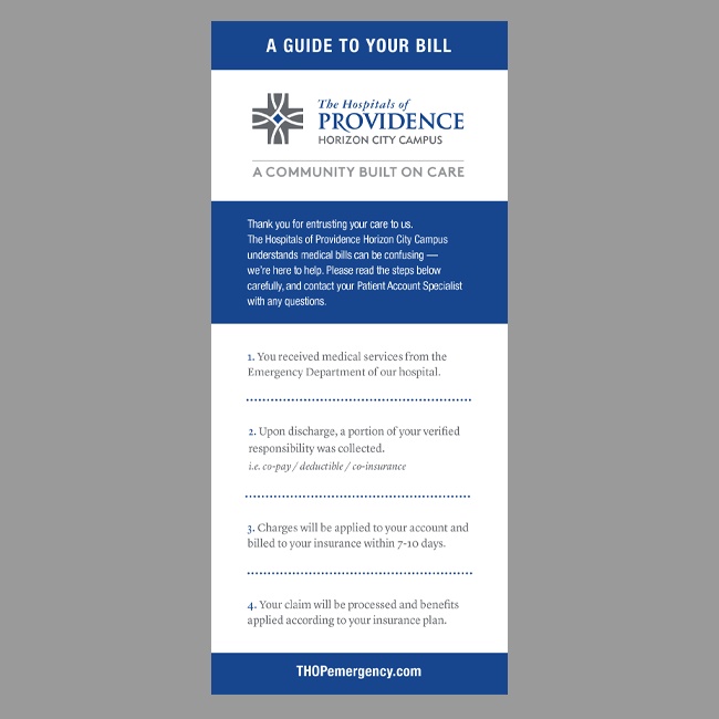 The Hospitals of Providence Billing Process Card (English)