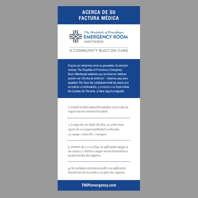 The Hospitals of Providence Billing Process Card (Spanish) #2