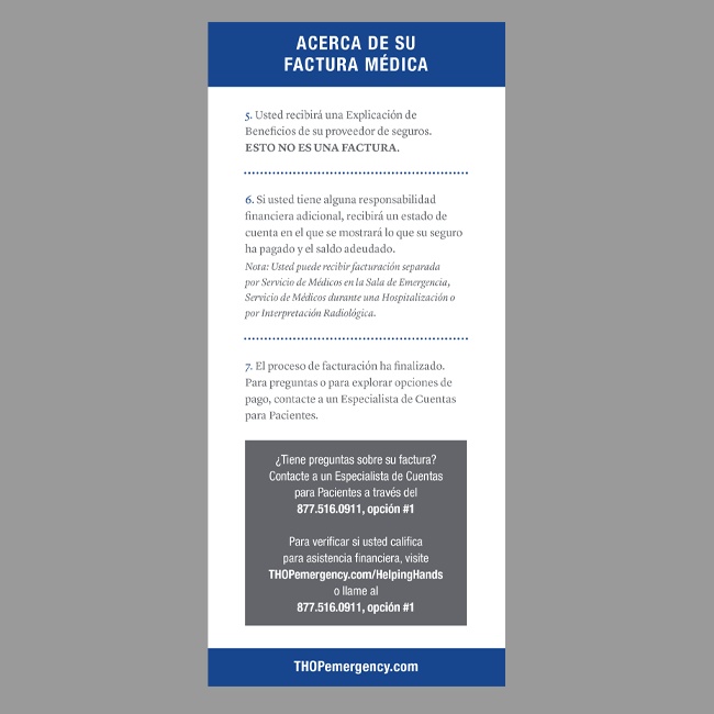 The Hospitals of Providence Billing Process Card (Spanish) #4