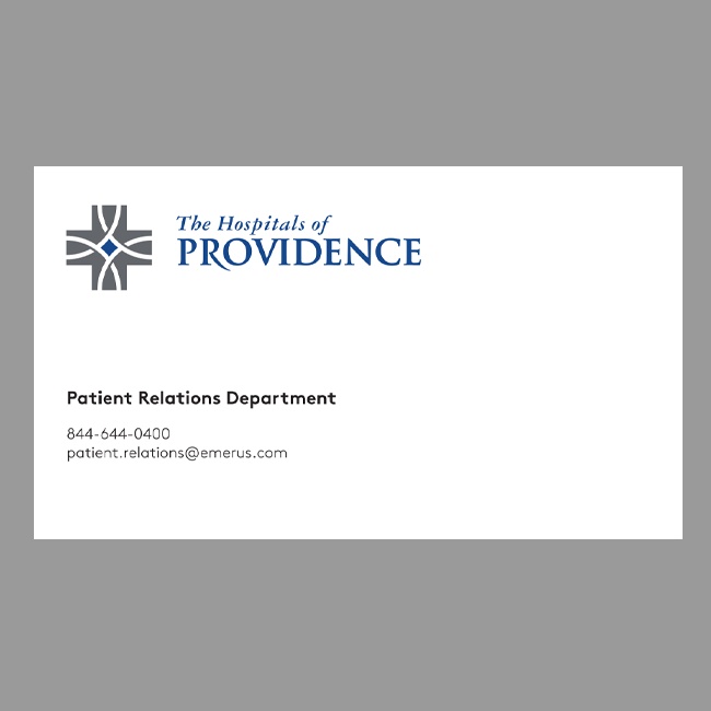 The Hospitals of Providence Grievance Card