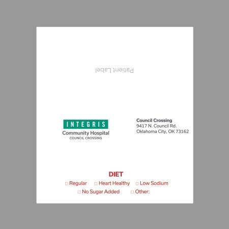 Integris Dietary Tent Card