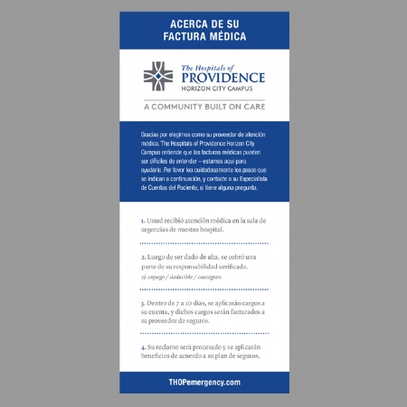 The Hospitals of Providence Billing Process Card (Spanish)